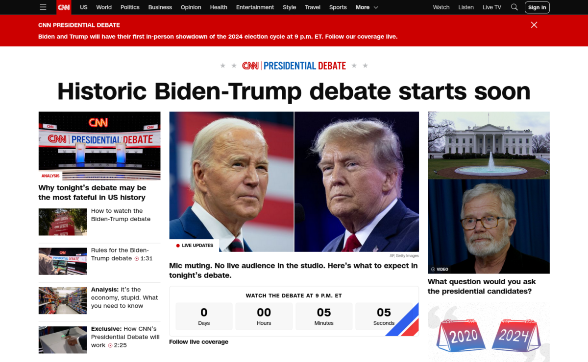 Screenshot of the CNN homepage