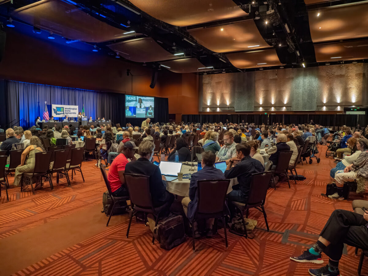 Chair Shasti Conrad addresses the 2024 State Democratic Convention